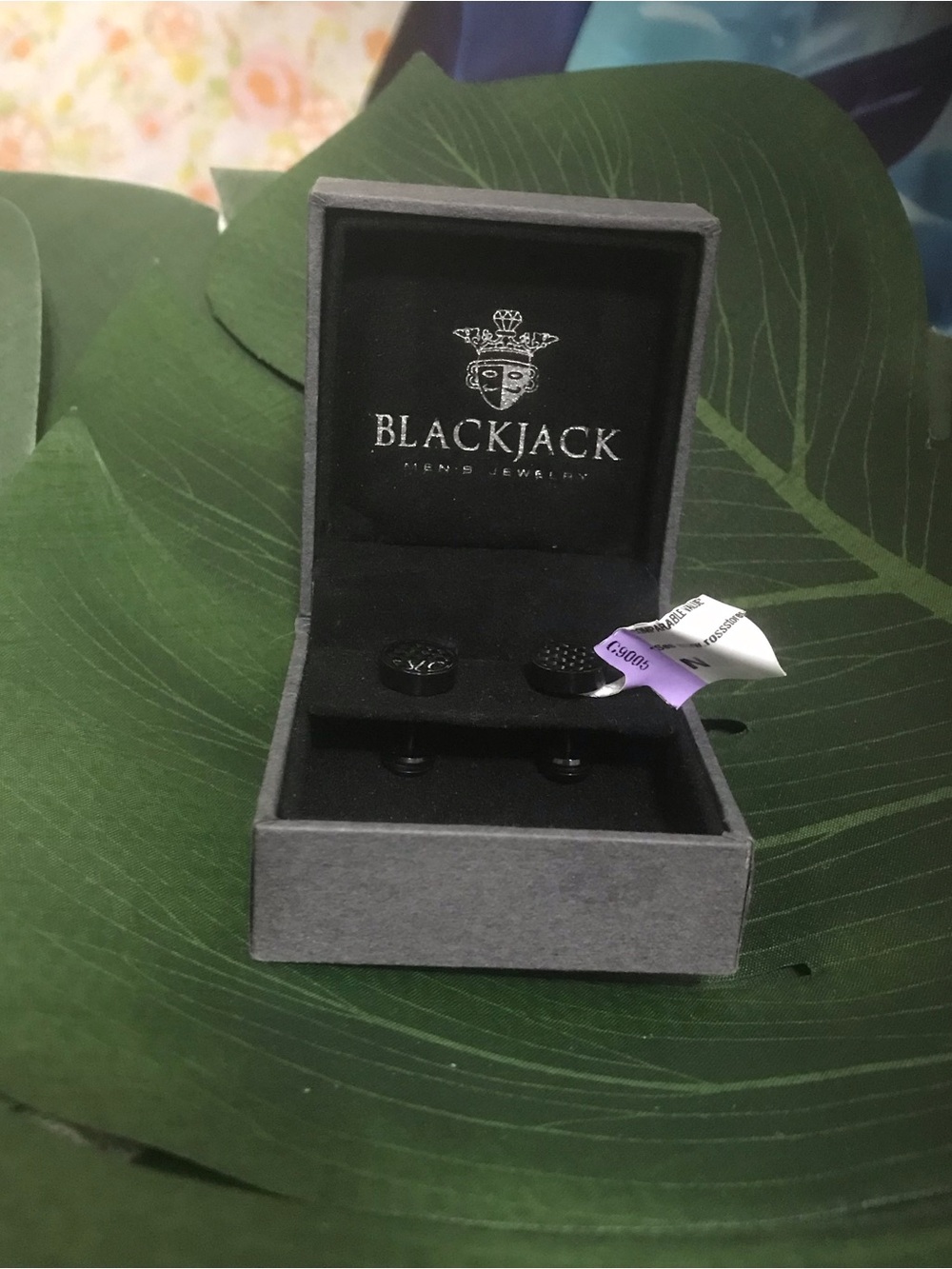 Blackjack Men's Black Stainless Steel Earrings